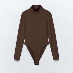 Zara NWT Brown Long Sleeve Bodysuit, Classy, Fancy, Cute, Comfortable, Size S